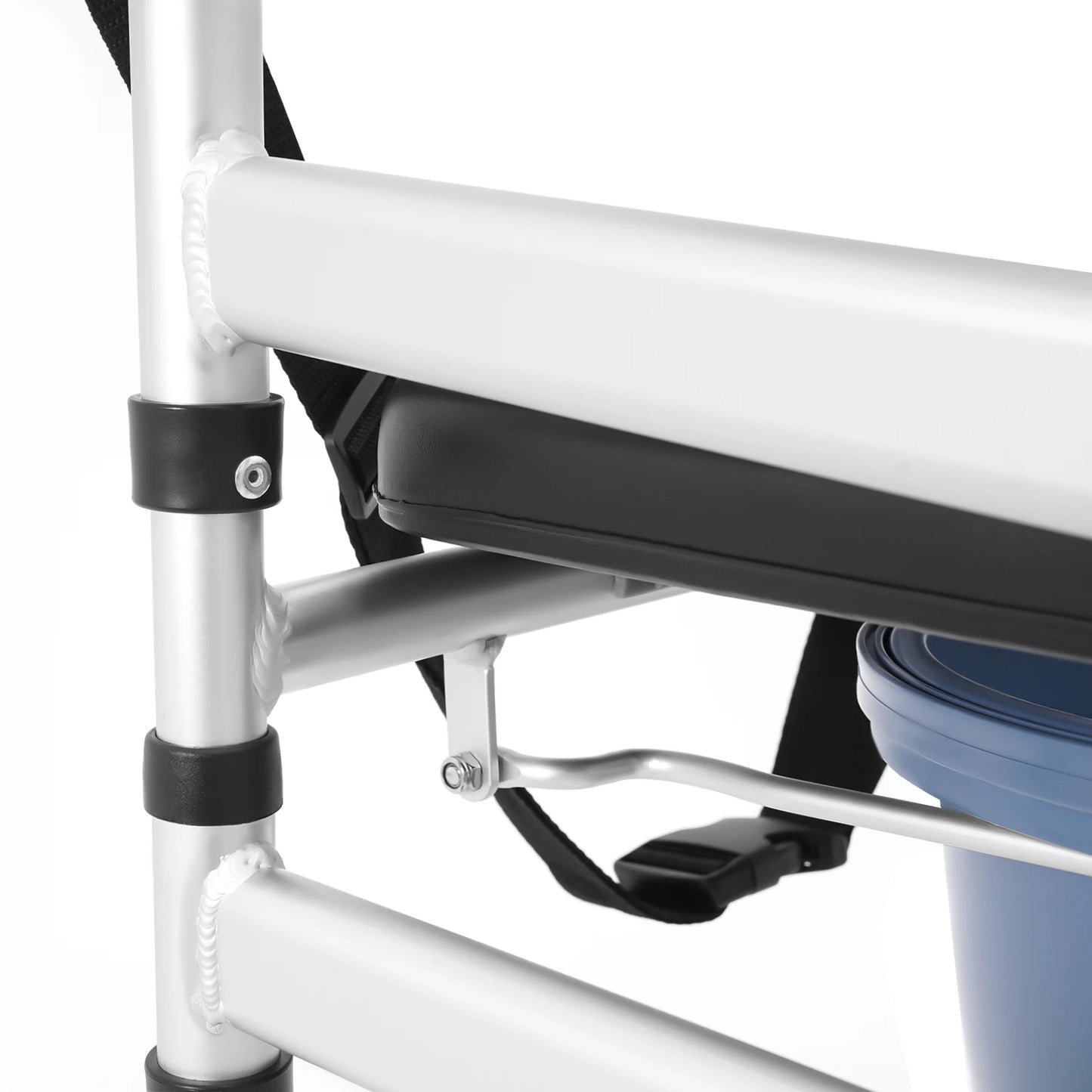 Folding Shower Chair with Wheels — Adjustable Height for Seniors