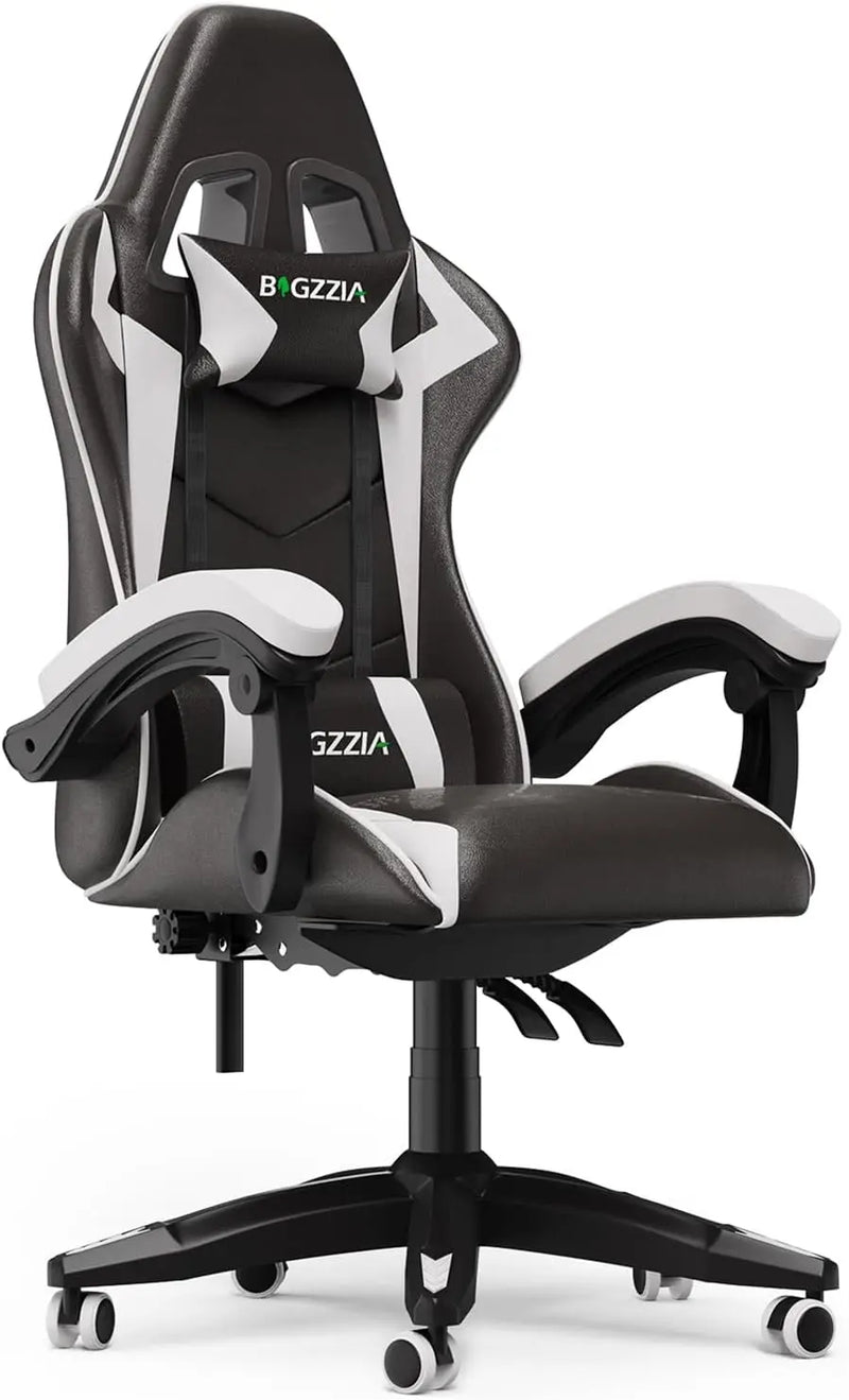 Gaming Racing Chair with Headrest and Lumbar Support, Adjustable Swivel Rolling for Office, Reclining High Back PU Leather Video