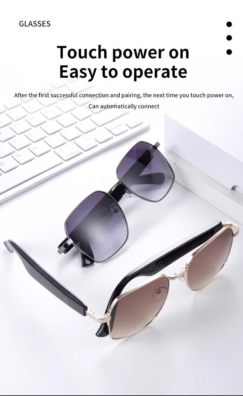 MZ02 Smart Glasses with Speaker Bluetooth Wireless Audio Touch Hands-Free Calling Stereo Music Headphones Smart Sunglasses