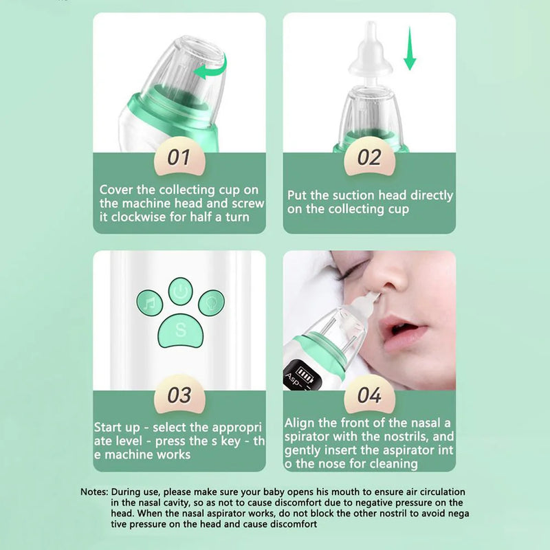 Dr.isla Baby Nose Cleaner Silicone Adjustable Suction Electric Child Nasal Aspirator Safety Convenient Low Noise BPA Free