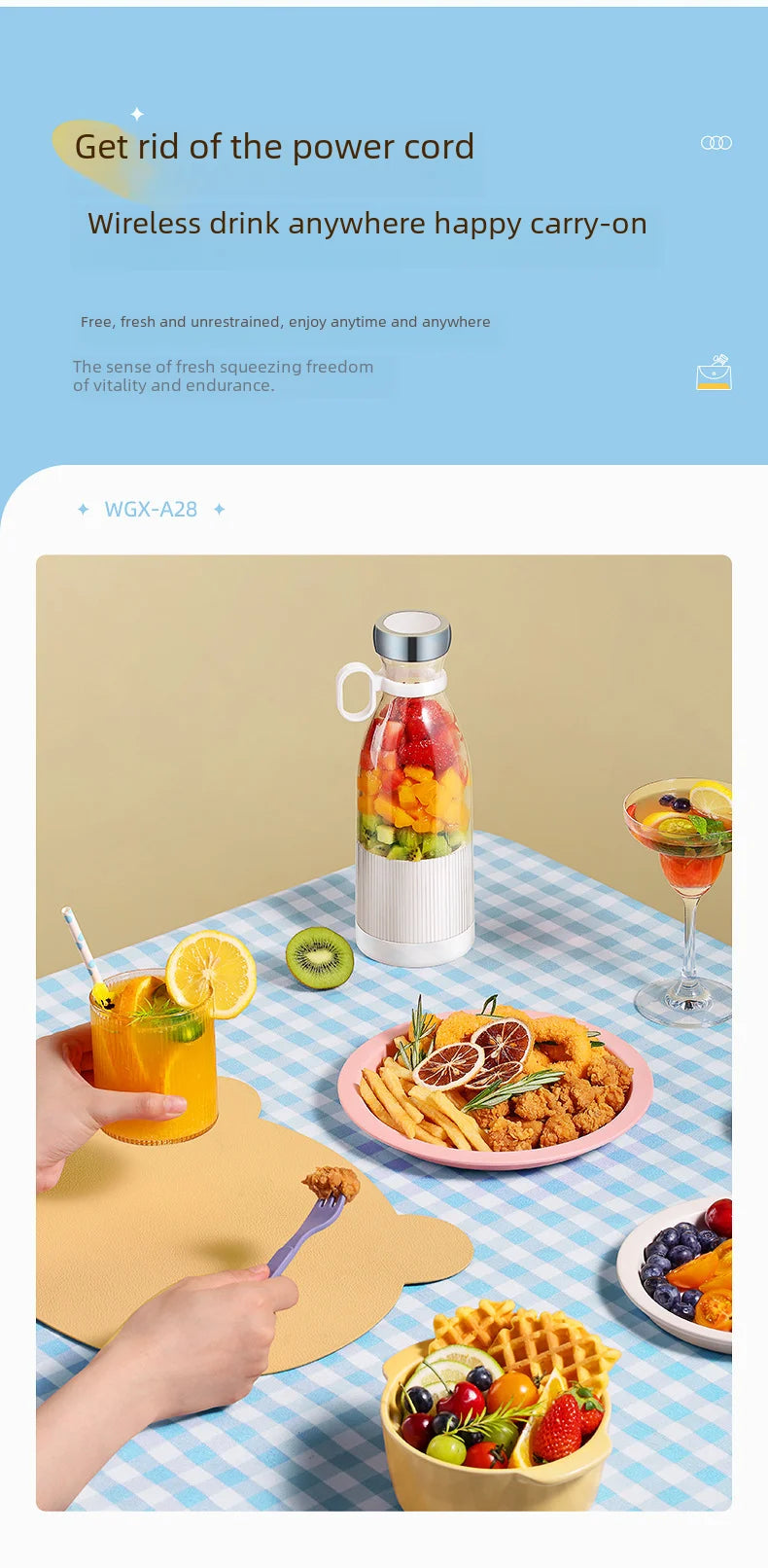New Compact Mini Rechargeable Vibrating Fruit Juicer - Efficient and Convenient Small Capacity Juice Machine - Essential Portabl