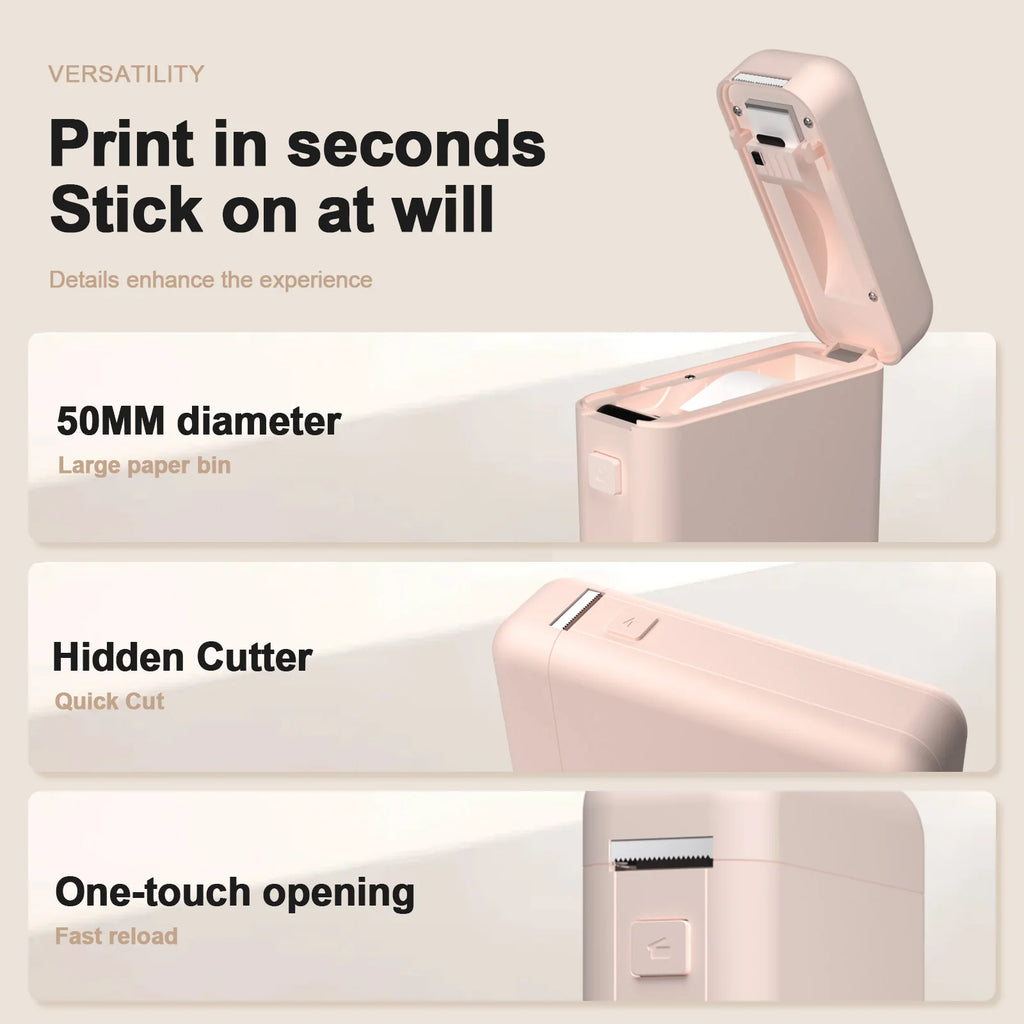 Label Maker Machine with Tape Portable Printer Mini Thermal Printers Self-adhesive Sticker for School Home Office Organization
