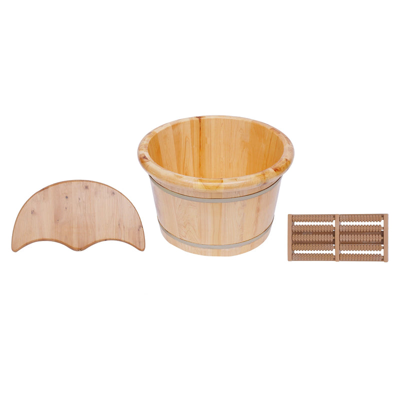 Wood Foot Bath Basin Massage Barrel Health and Beauty Feet Relax Spa Bucket Kit Galvanized Hoop  Keep Warm and Relax the Feet.