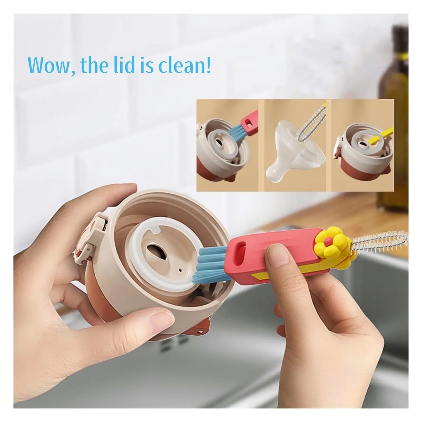 3-in-1 Cup Lid Cleaning Brush — Tight Spaces, Pack of 3
