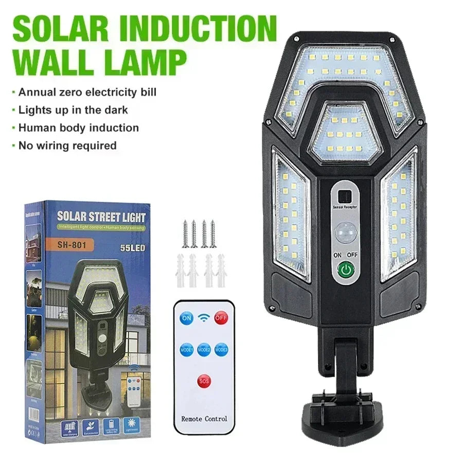 Solar LED Outdoor Wall Light Motion Sensor Garden Lamp