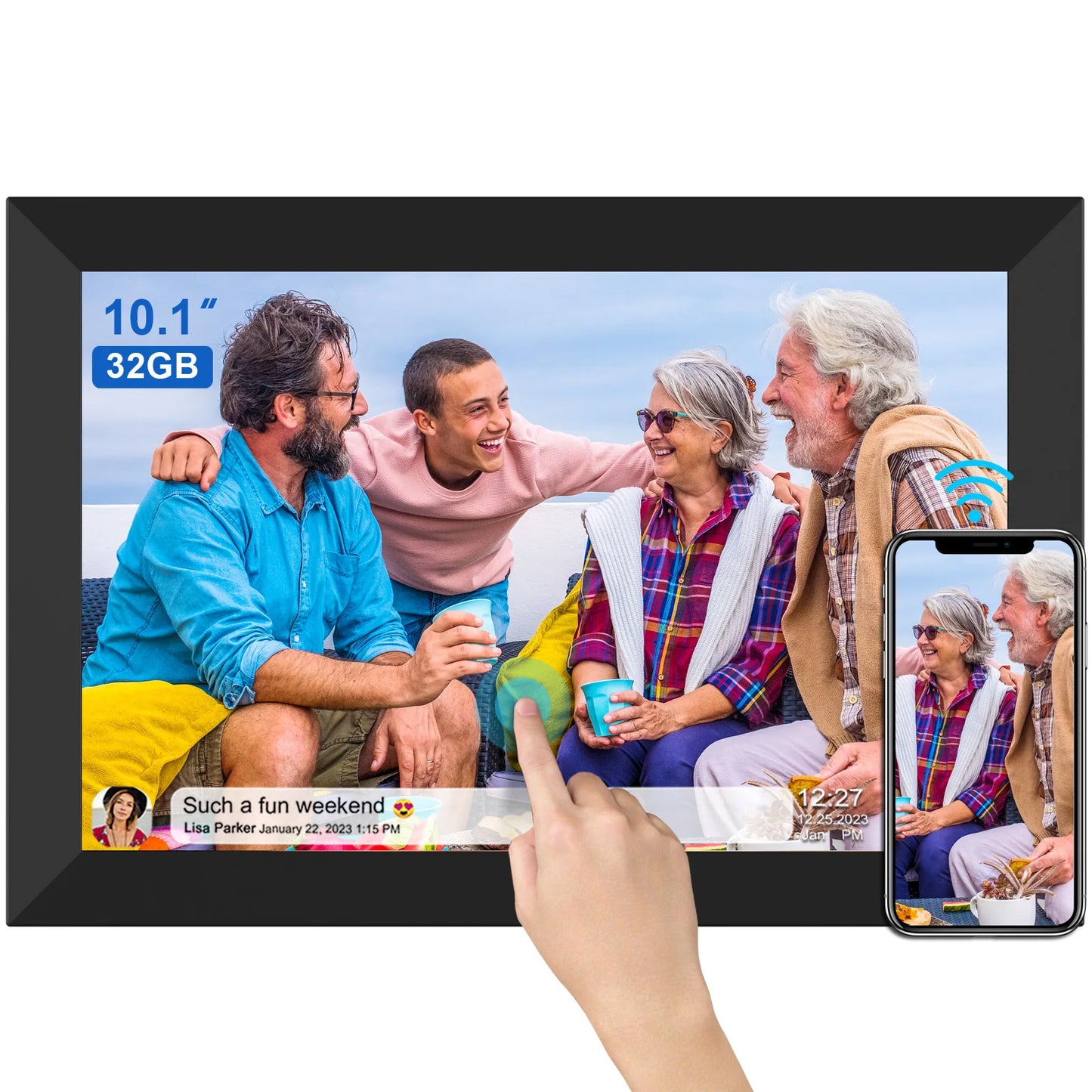 Smart WiFi Digital Photo Frame — 10.1", 32GB, IPS Touch Screen