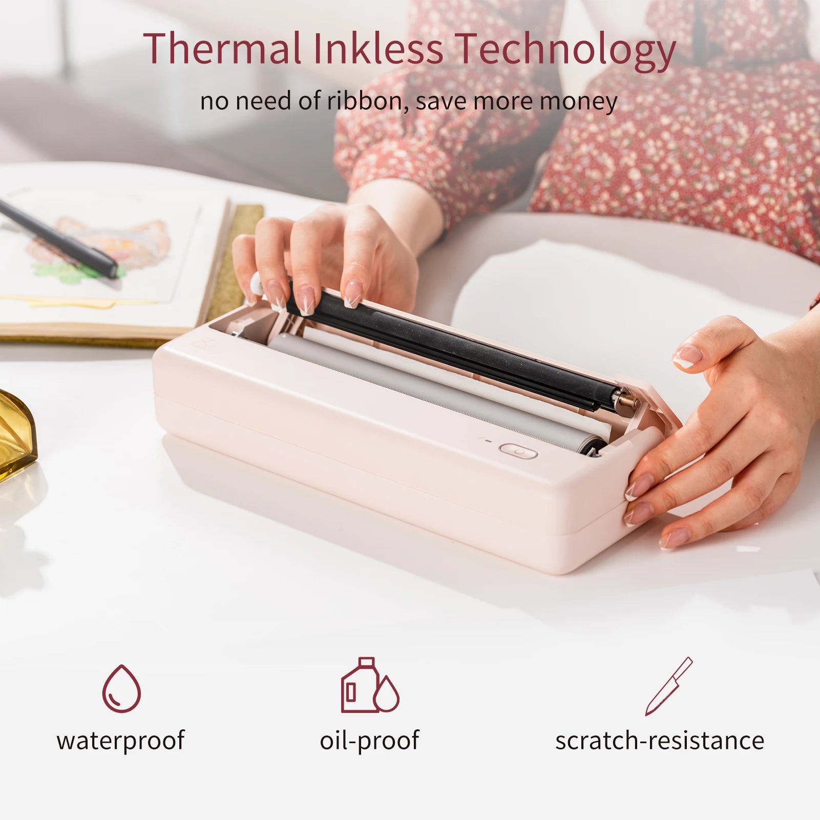 A4 Portable Paper Printer Wireless BT Connect Thermal Printing