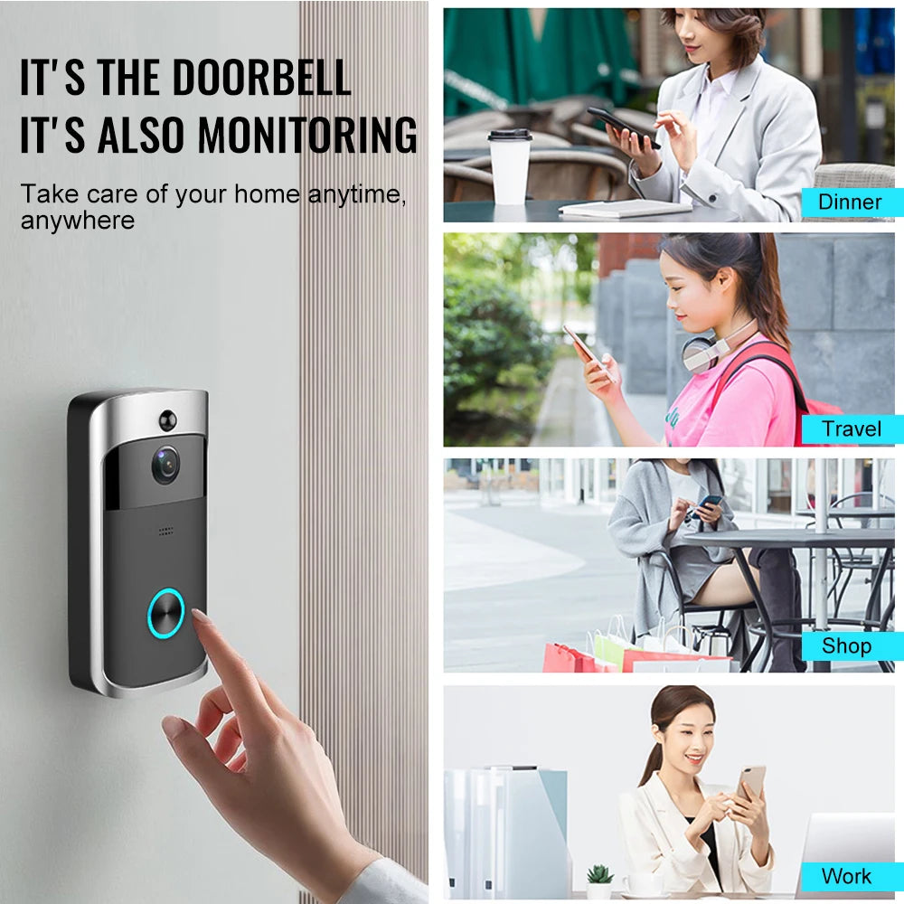 Smart WiFi Video Doorbell — Waterproof, Night Vision, Phone Intercom