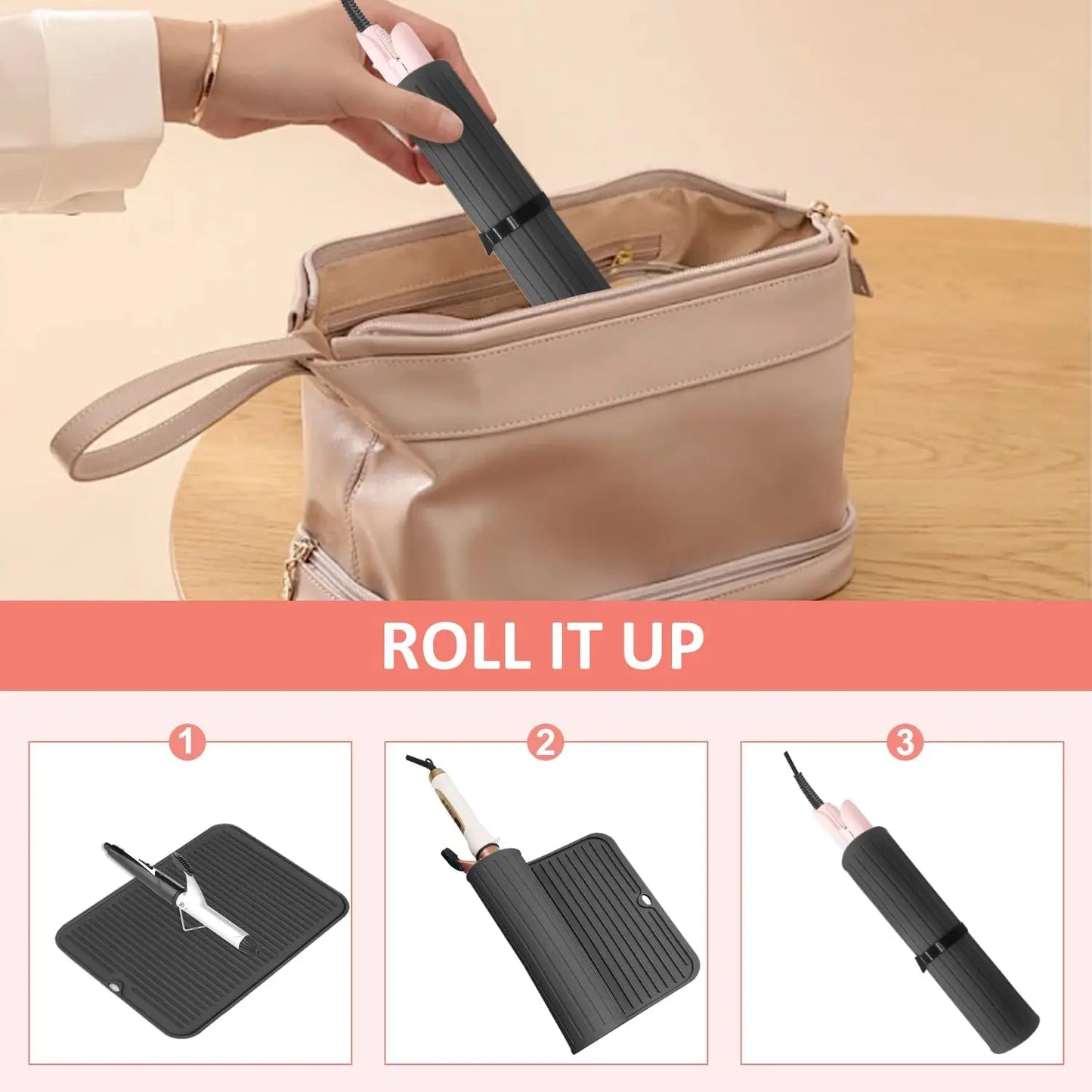 Heat-Resistant Silicone Mat for Hair Tools — Curling & Flat Iron Pad