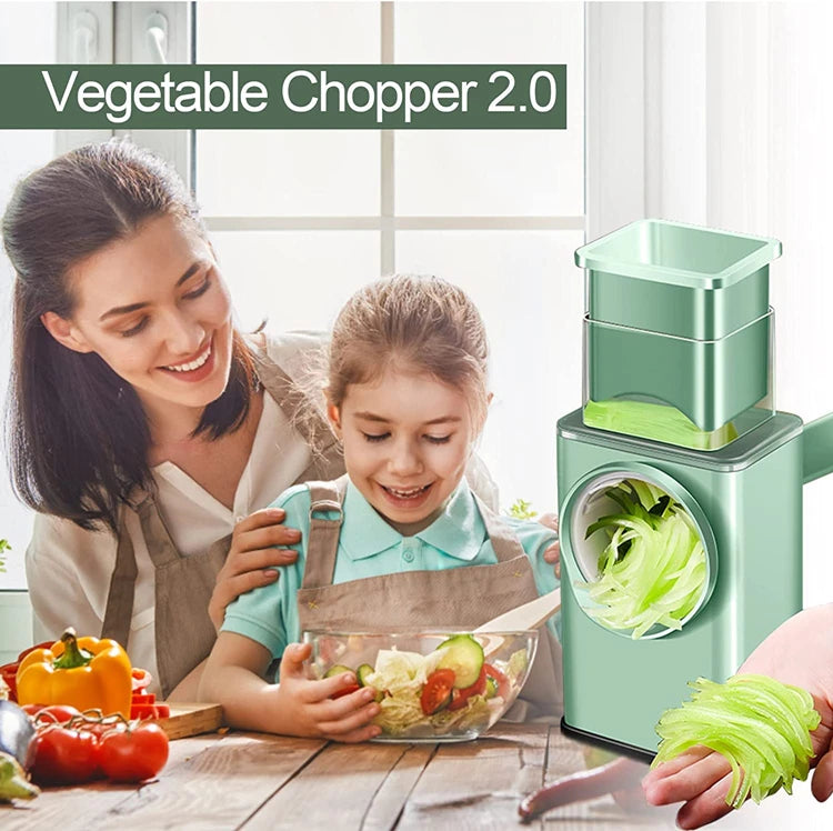 6-in-1 Hand Crank Vegetable Grater — Slicer, Shredder, Chopper