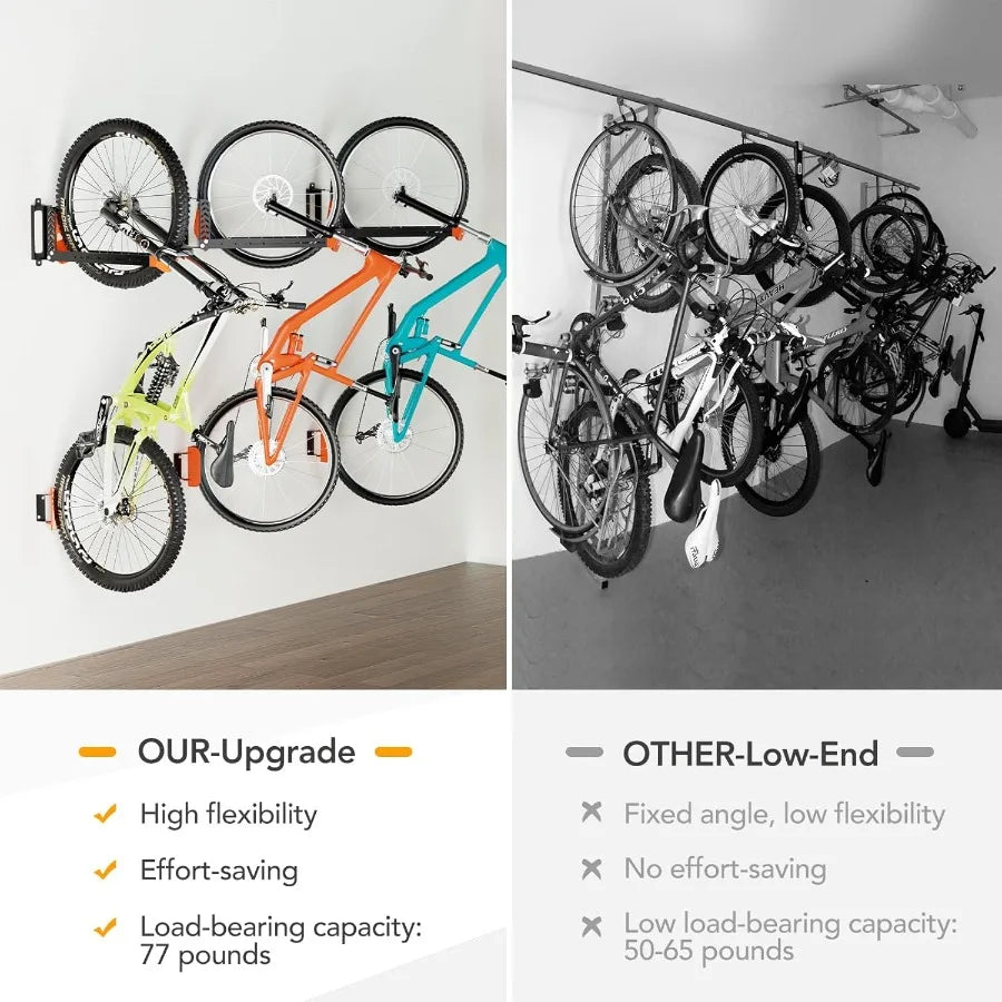 Swivel Bike Wall Mount Rack — Holds 77 lbs, Set of 3