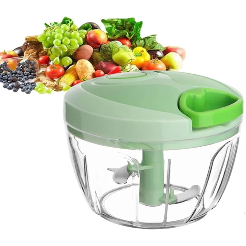 Manual Vegetable Chopper with Container — Salad & Garlic Cutter