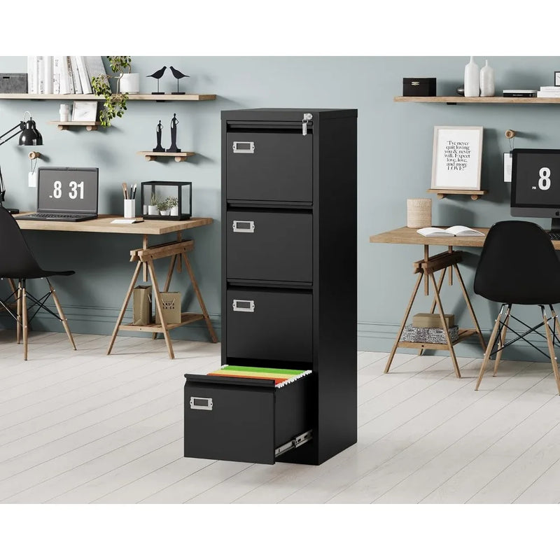 4 Drawer File Cabinet with Lock,Metal Office Filing Cabinets for Home Office- Storage A4/F4/Letter/Legal -Assembly Required