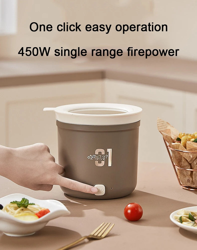 New Convenient and Portable Compact Mini 1L Electric Rice Cooker Skillet for Frying Eggs, Omelettes, Noodles, and Hot-Pots - Ide