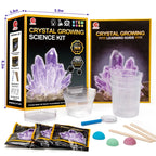 Crystal Growing Science Experimental Kit 3pcs with Display Cases - Easy DIY STEM Toy Lab Experiment Specimens, Educational Gift