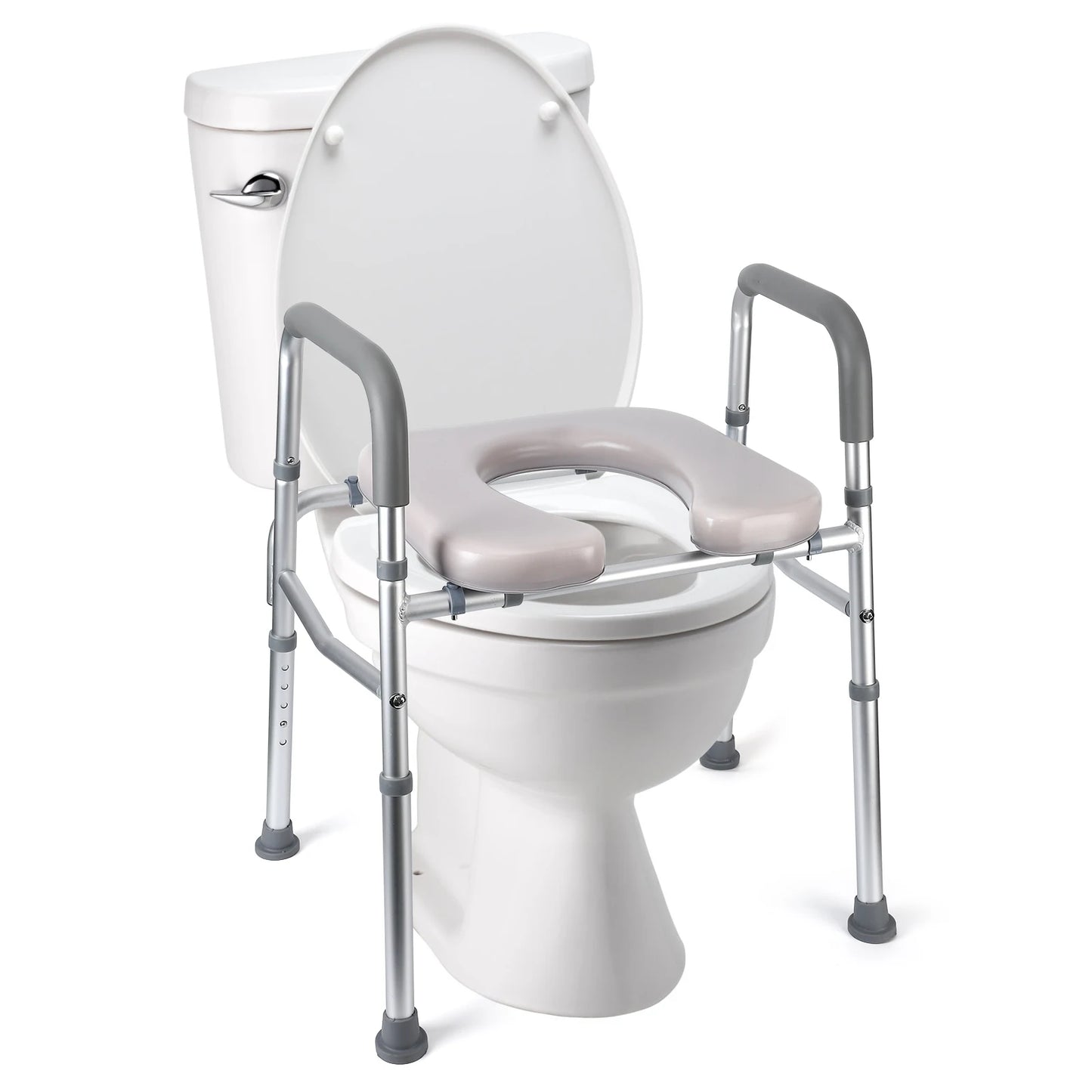 Raised Toilet Seat with Padded Frame — 350 lb, Adjustable for Seniors