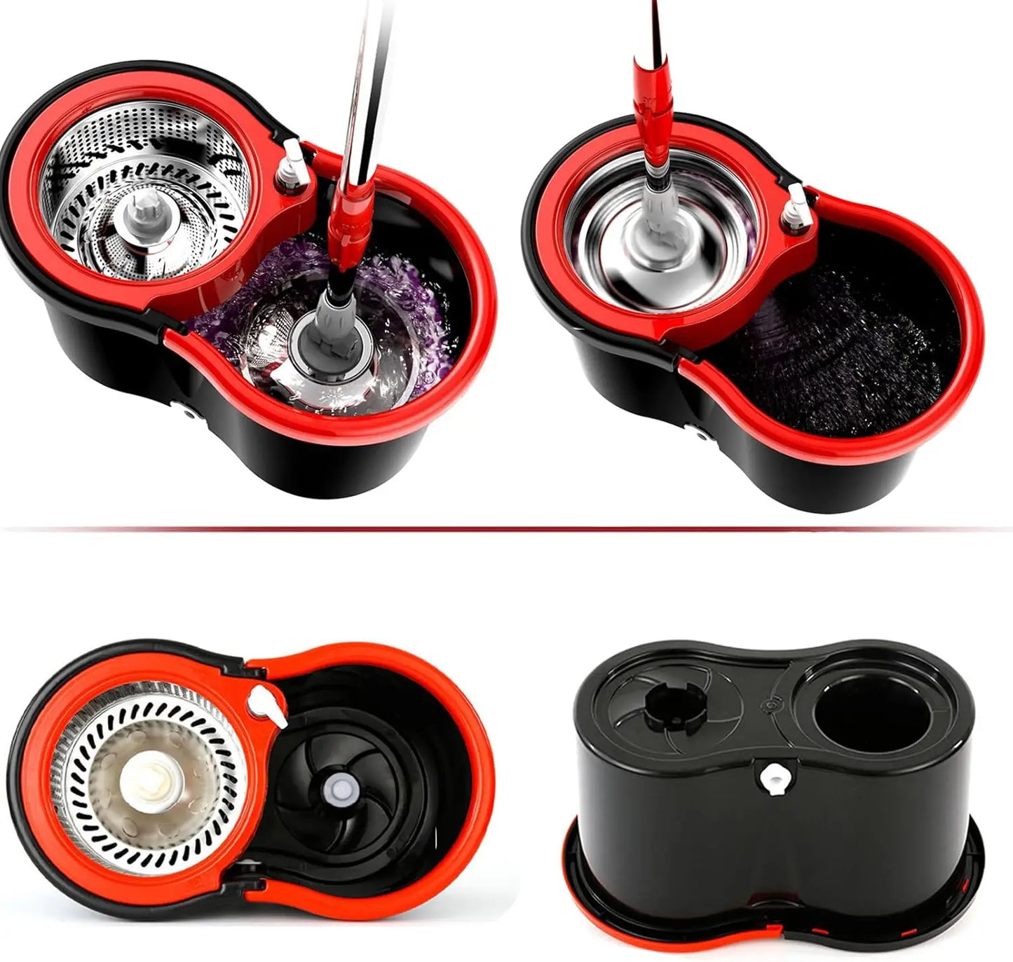 360° Spin Mop & Bucket Set — Self-Wringing, 3 Microfiber Heads