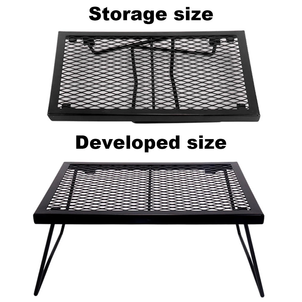 Heavy-Duty Foldable Campfire Grill Grate — Over-Fire Cooking Rack