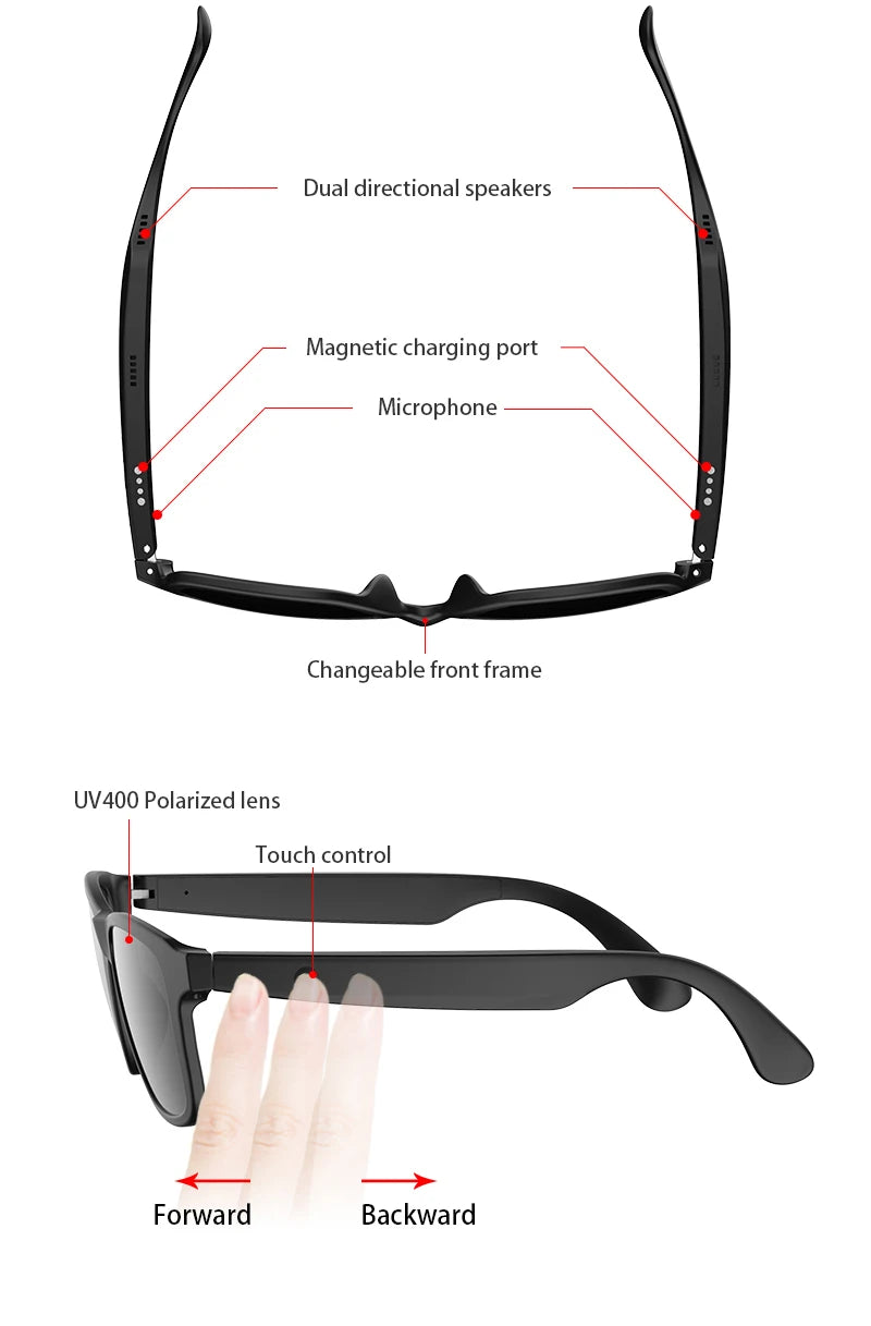 Smart Bluetooth Audio Sunglasses — Wireless Hands-Free Music Headset