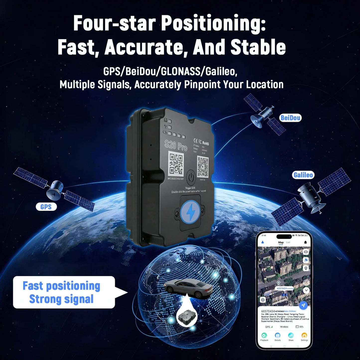 Hidden 4G GPS Tracker - Vehicle Anti-Theft Locator with Real-Time Alert