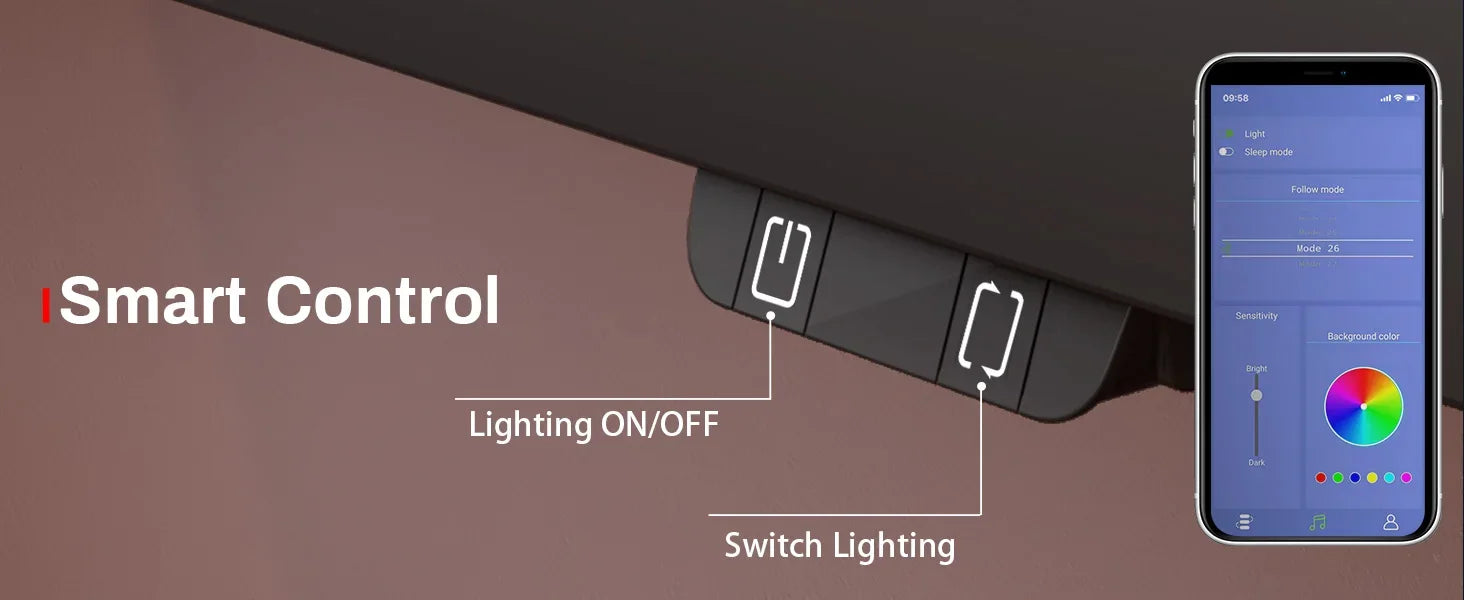 EUREKA ERGONOMIC RGB LED Gaming Desk, Music Sync Lights Up Tempered Glass Desktop, 43" GTG I43 Home Office Computer Table W Cont