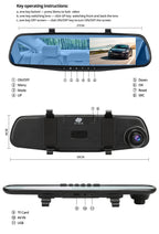 FHD 1080P Car DVR Dash Cam with Rearview Mirror Auto Reverse Image 170° Wide Angle Dual Lens Video Recorder Vehicle Supplies