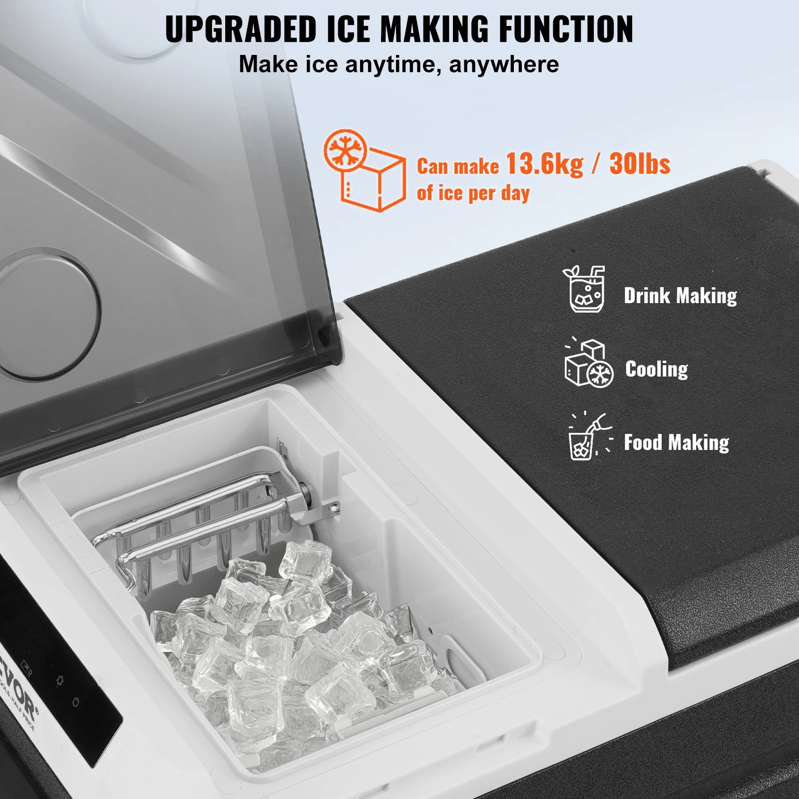 VEVOR Portable 12V Car Refrigerator Dual Zone Freezer 38QT