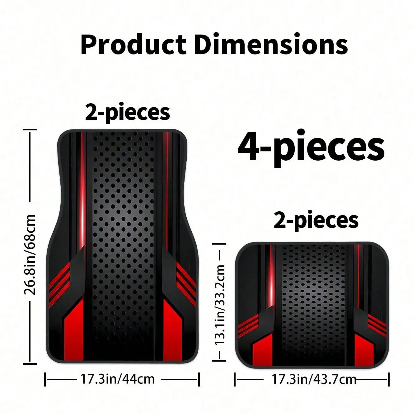 Tech-Style Panel Pattern Car Floor Mats, 4-Piece All-Season Set