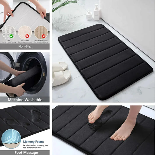 Memory Foam Bath Mat — Super-Absorbent, Non-Slip Bathroom Rug