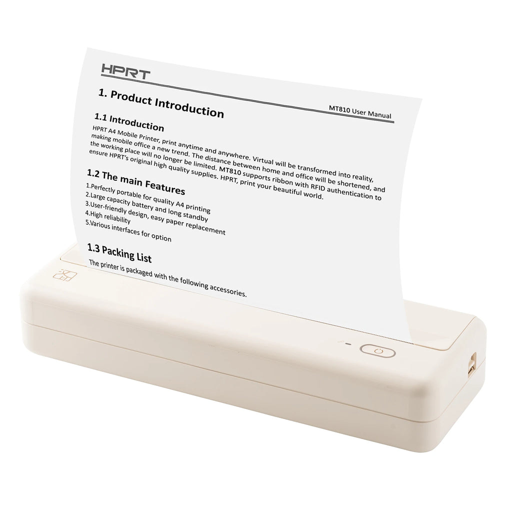A4 Portable Paper Printer Wireless BT Connect Thermal Printing
