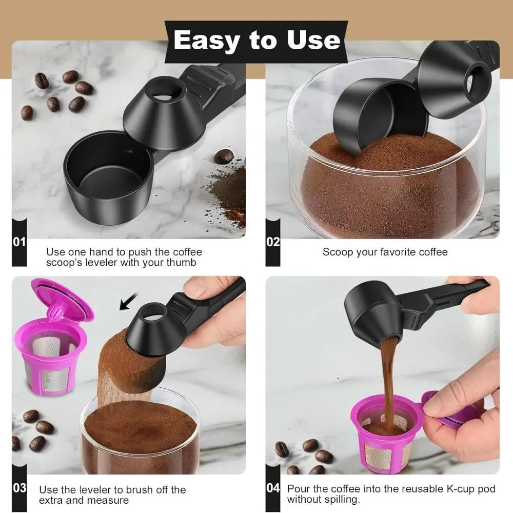 No-Spill Sliding Coffee & Protein Powder Scoop - Reusable Funnel