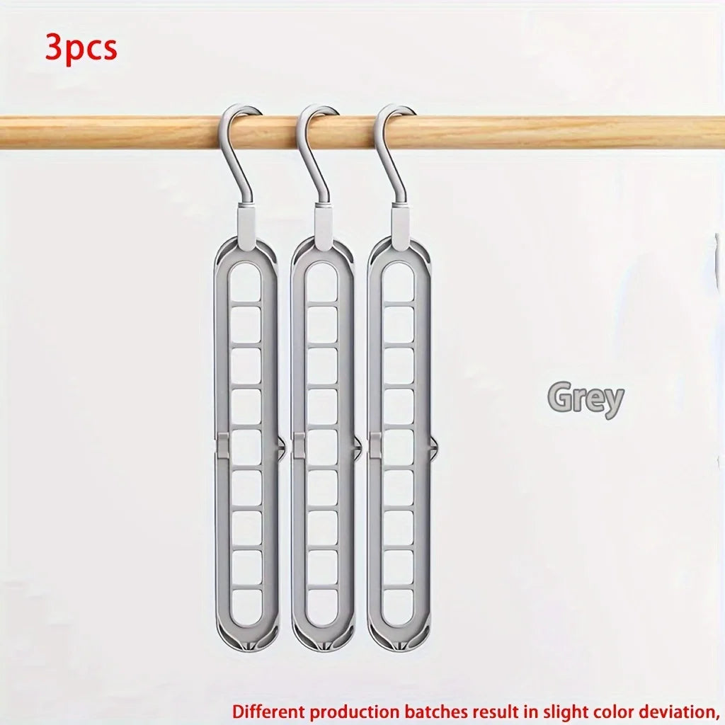 9-Hole Foldable Closet Hangers — Heavy-Duty, Space-Saving (Set of 3)