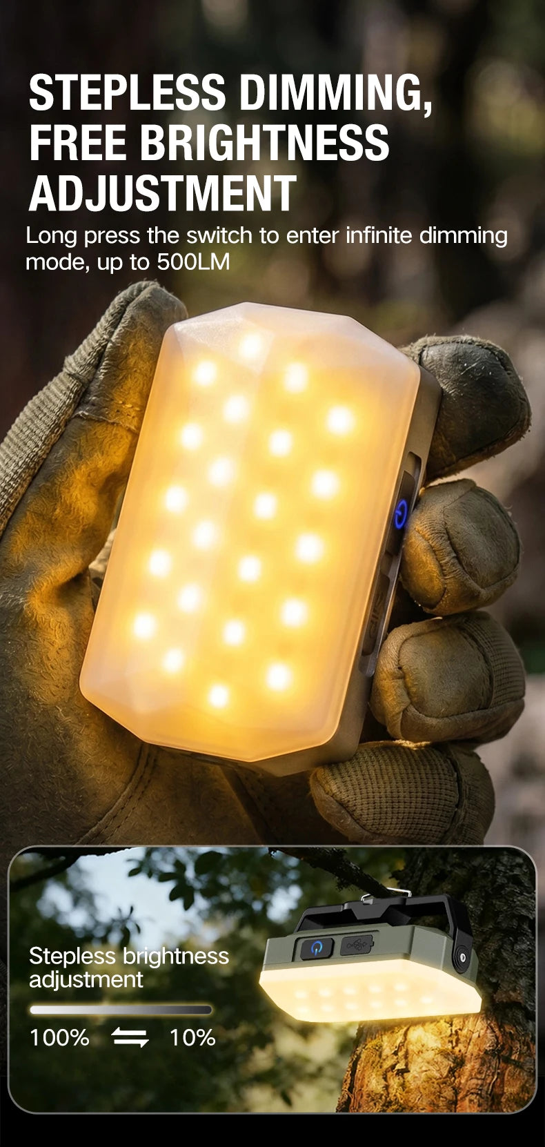 Rechargeable Camping Lantern — Portable Hanging Light for Tents