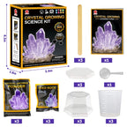 Crystal Growing Science Experimental Kit 3pcs with Display Cases - Easy DIY STEM Toy Lab Experiment Specimens, Educational Gift