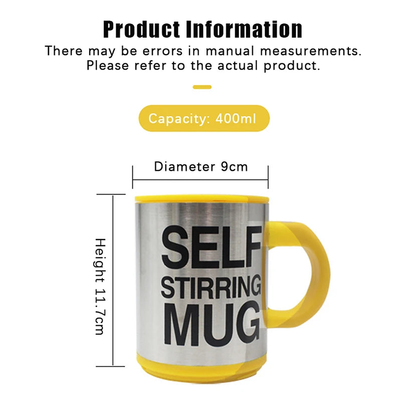 400ml Self-Stirring Mug with Lid — Stainless Steel, Gift Boxed
