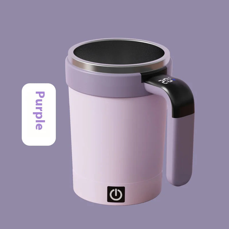 Smart Self-Stirring Coffee & Milkshake Cup — Magnetic, Temp Display
