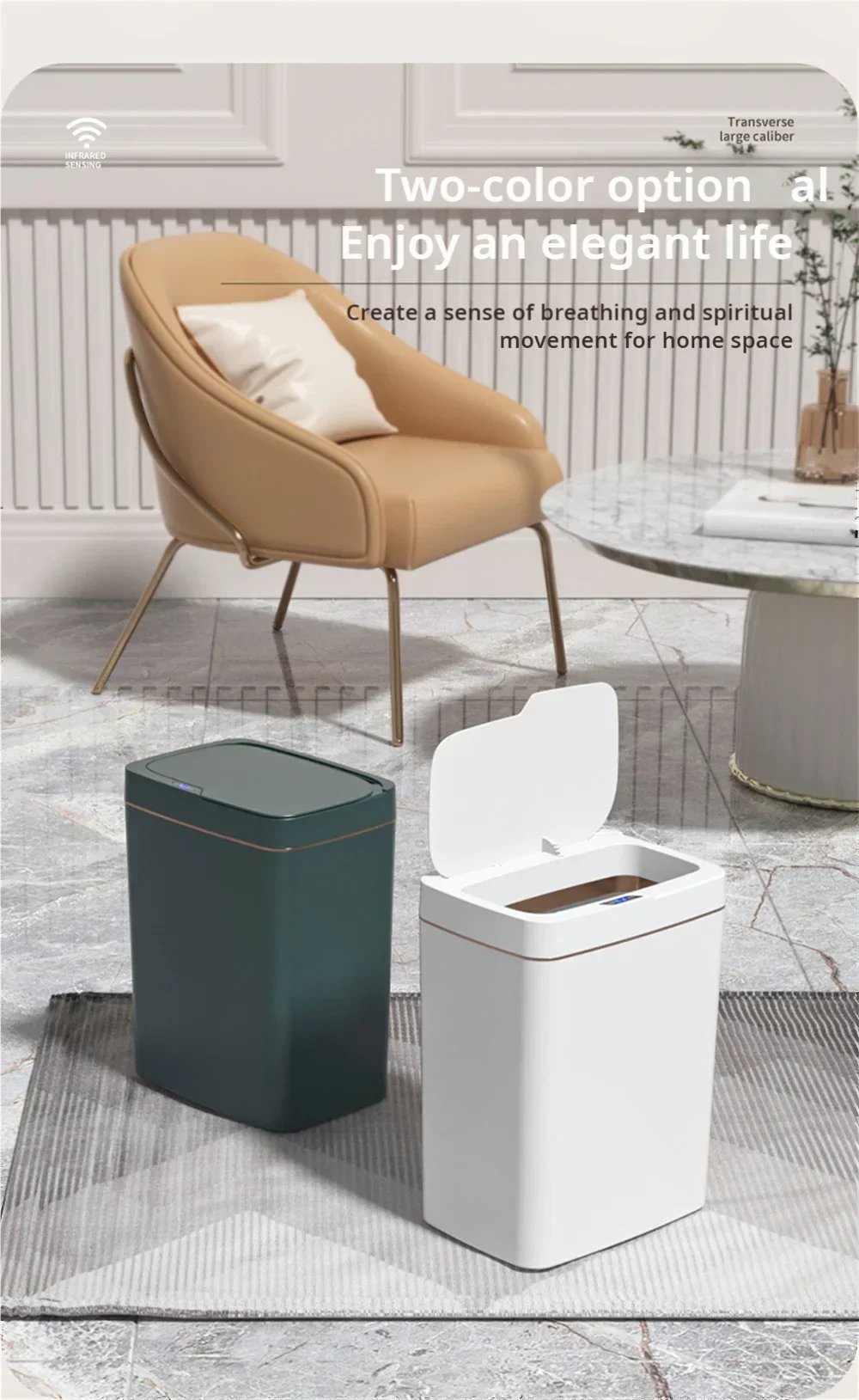 15L Smart Sensor Trash Can — Touchless Bin for Kitchen & Bathroom