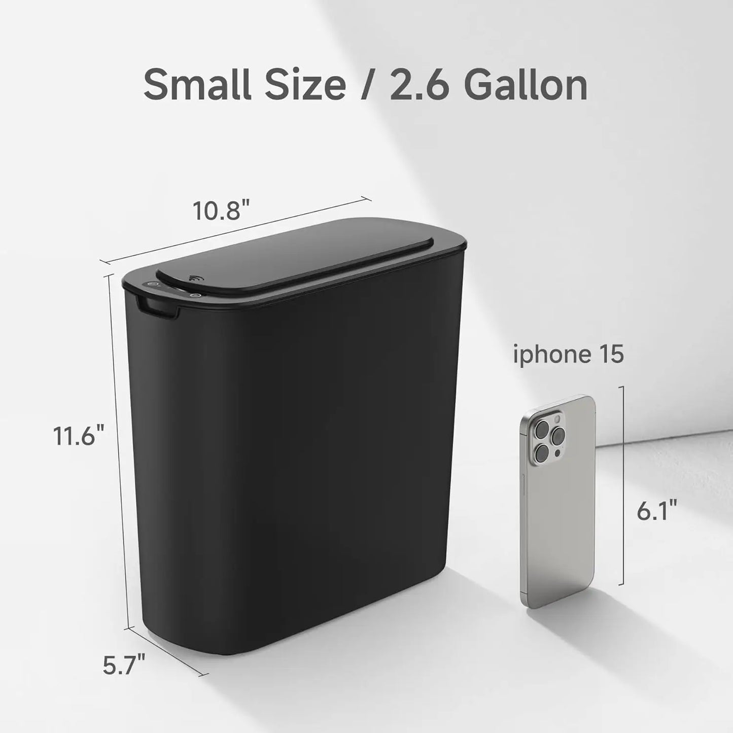 2.6-Gallon Motion Sensor Trash Can — Touchless Slim for Bath & Office