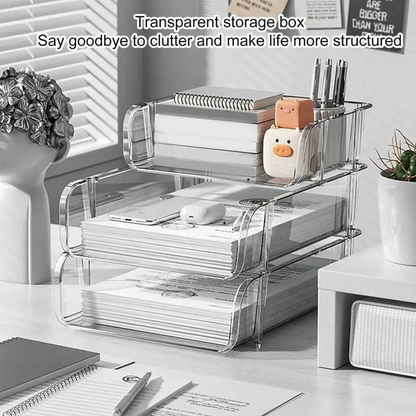 Desktop File Tray Organizer A4 Document Paper Organizer Rack Plastic Book Shelf Storage Holder for Home Offices School