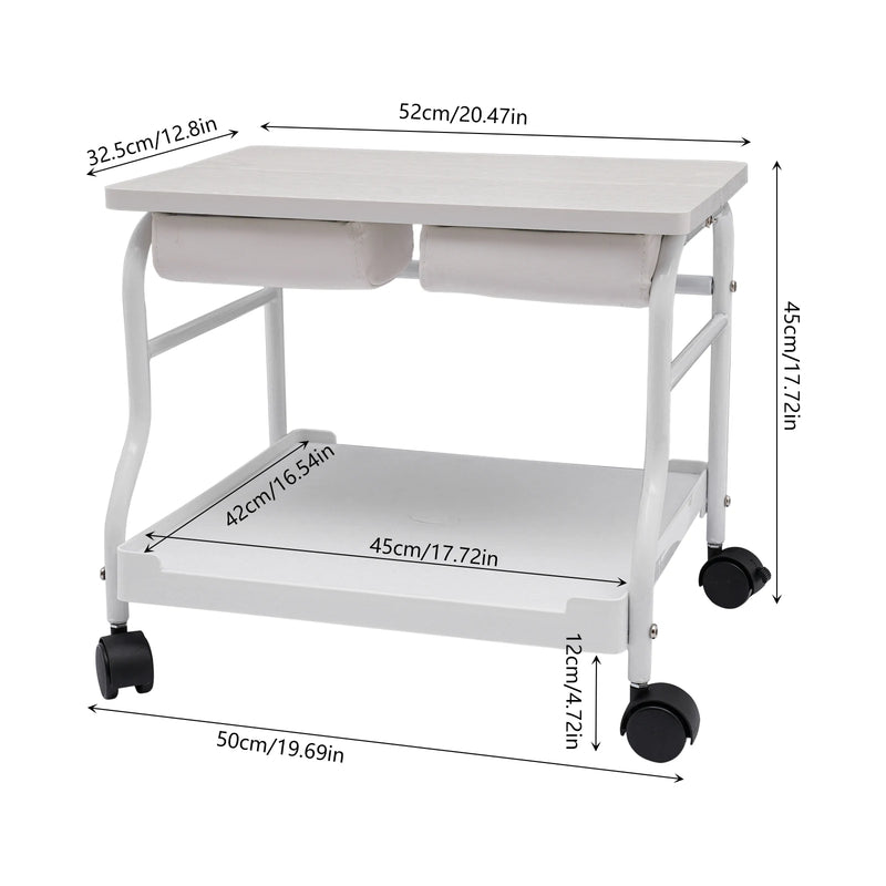 Portable Foot Bath Spa Cart Beauty Salon Nail Trolley Footrest Stand Pedicure Manicure Funiture Massage Table