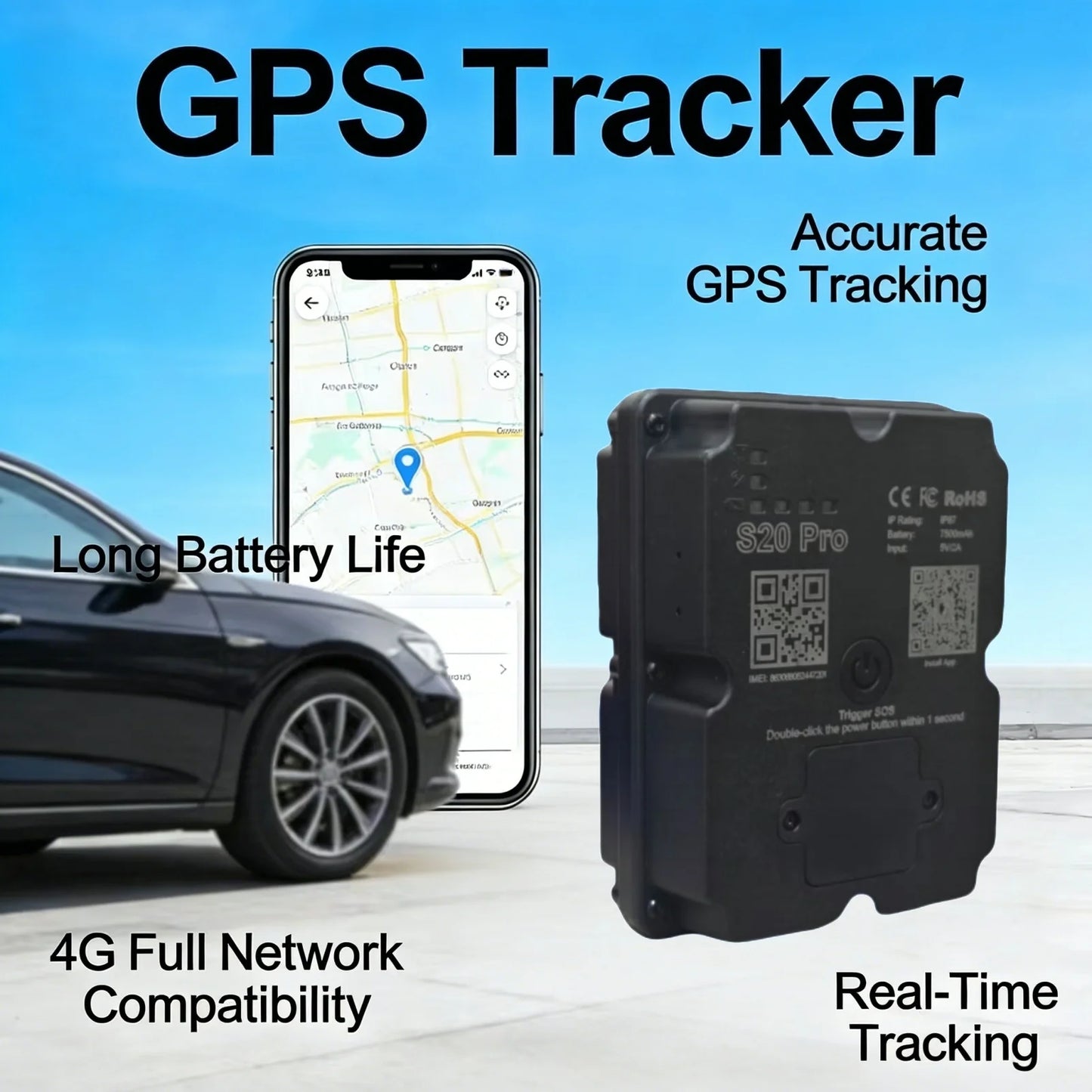 Hidden 4G GPS Tracker - Vehicle Anti-Theft Locator with Real-Time Alert