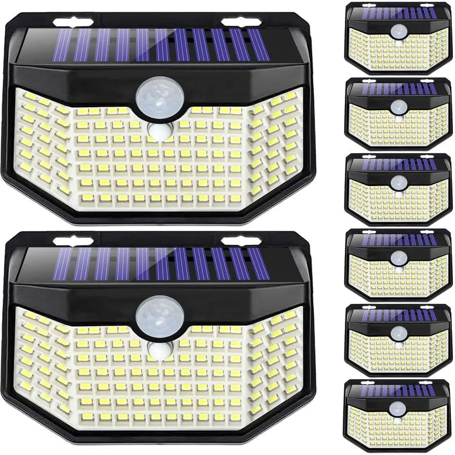 120 LED Outdoor Solar Lights with Motion Sensor and 3 Lighting Modes, IP65 Waterproof Wide Solar Wall Lights Ideal for Garden Pa