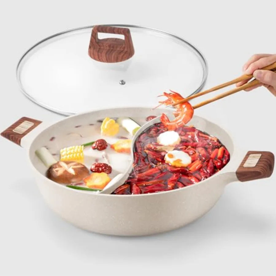 Hot Pot with Divider — 7-Qt, Glass Lid, Induction-Ready