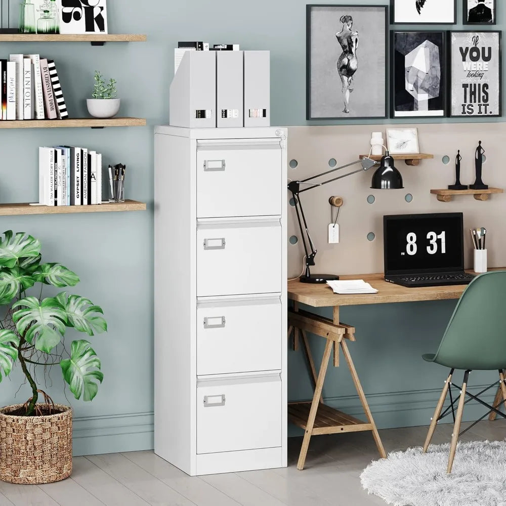 4 Drawer File Cabinet with Lock,Metal Office Filing Cabinets for Home Office- Storage A4/F4/Letter/Legal -Assembly Required