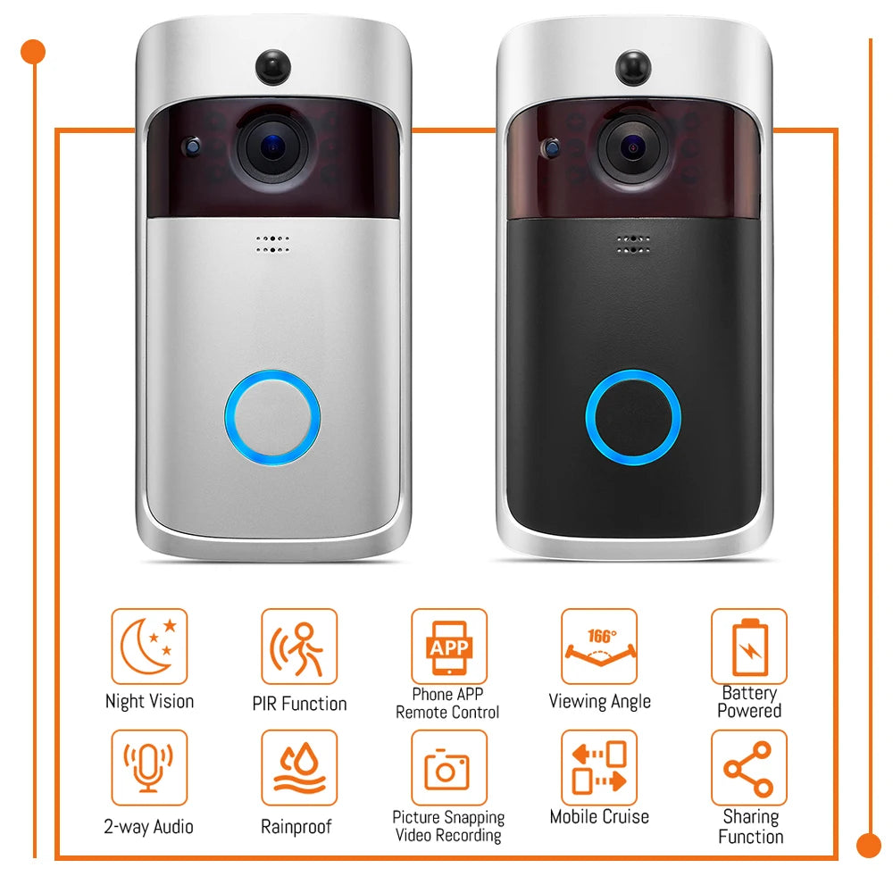 Smart WiFi Video Doorbell — Waterproof, Night Vision, Phone Intercom