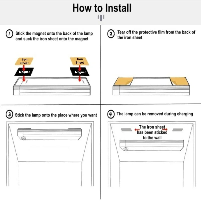 USB Rechargeable Wireless LED Bar Light with Motion Sensor