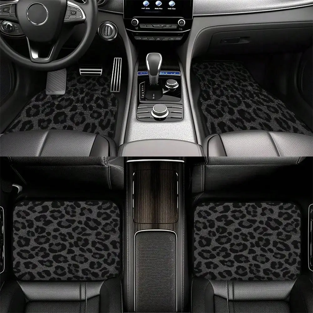 4pcs Leopard Print Car Mats