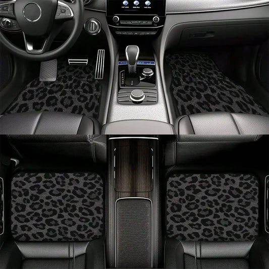 4pcs Leopard Print Car Mats