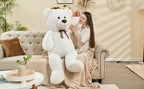 Giant Teddy Bear Stuffed Animal XXL 51.18inch, White Large Bear Plush Soft Cuddly Toy Big Size, Kawaii Birthday Presents