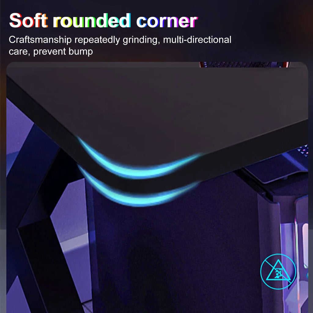 Gaming Desk, Ergonomic Computer Game Table with X-shaped Steel Legs, Sturdy PC Workstation Desk for Home Office with Cable Holes